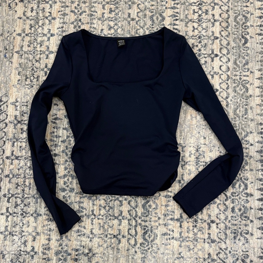 SHEIN Classic Navy Long Sleeve Top